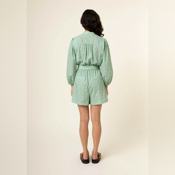 FRNCH Talia Romper Sage Medium Like New cotton cottagecore - Picture 2 of 10